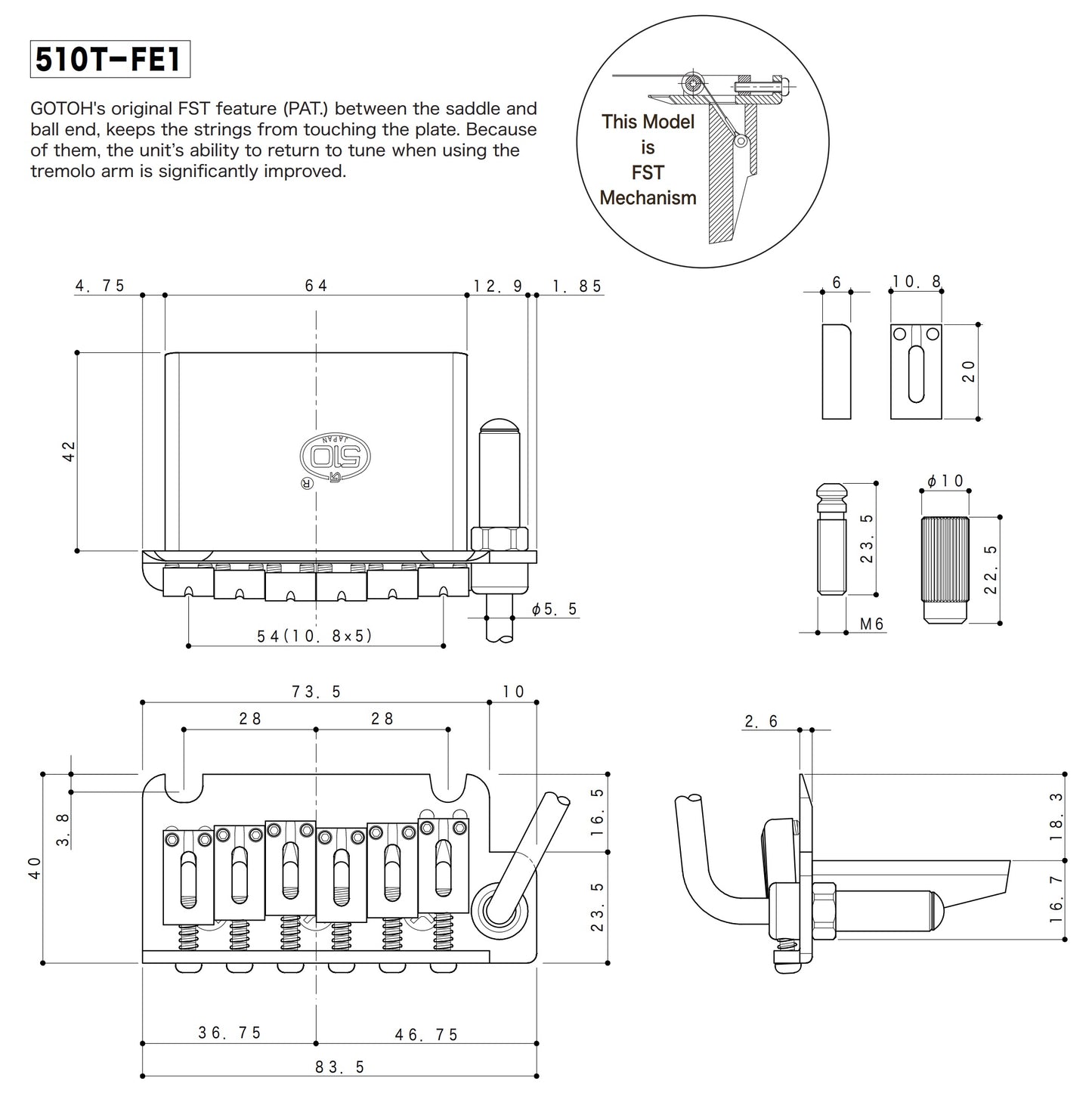 Gotoh - 510T-FE1 - Dimension