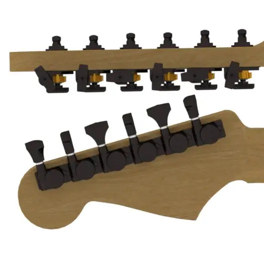 Hipshot - 6K1GL0B-STAG - Guitar Tuner Upgrade Kit (6 Inline Headstocks) - Black