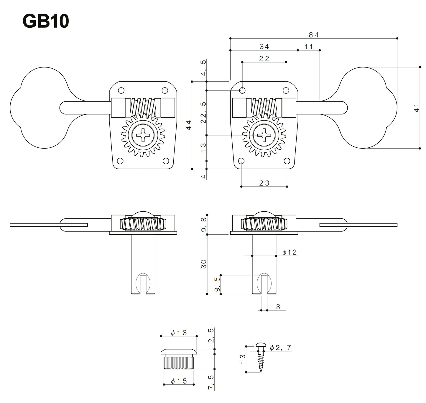 Gotoh - GB10 - Dimension