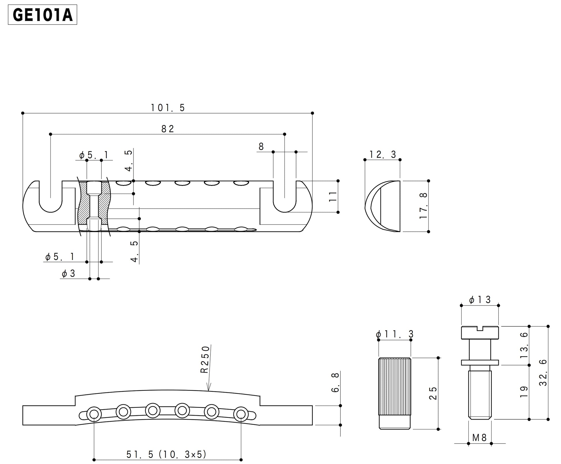 Gotoh - GE101A Dimension