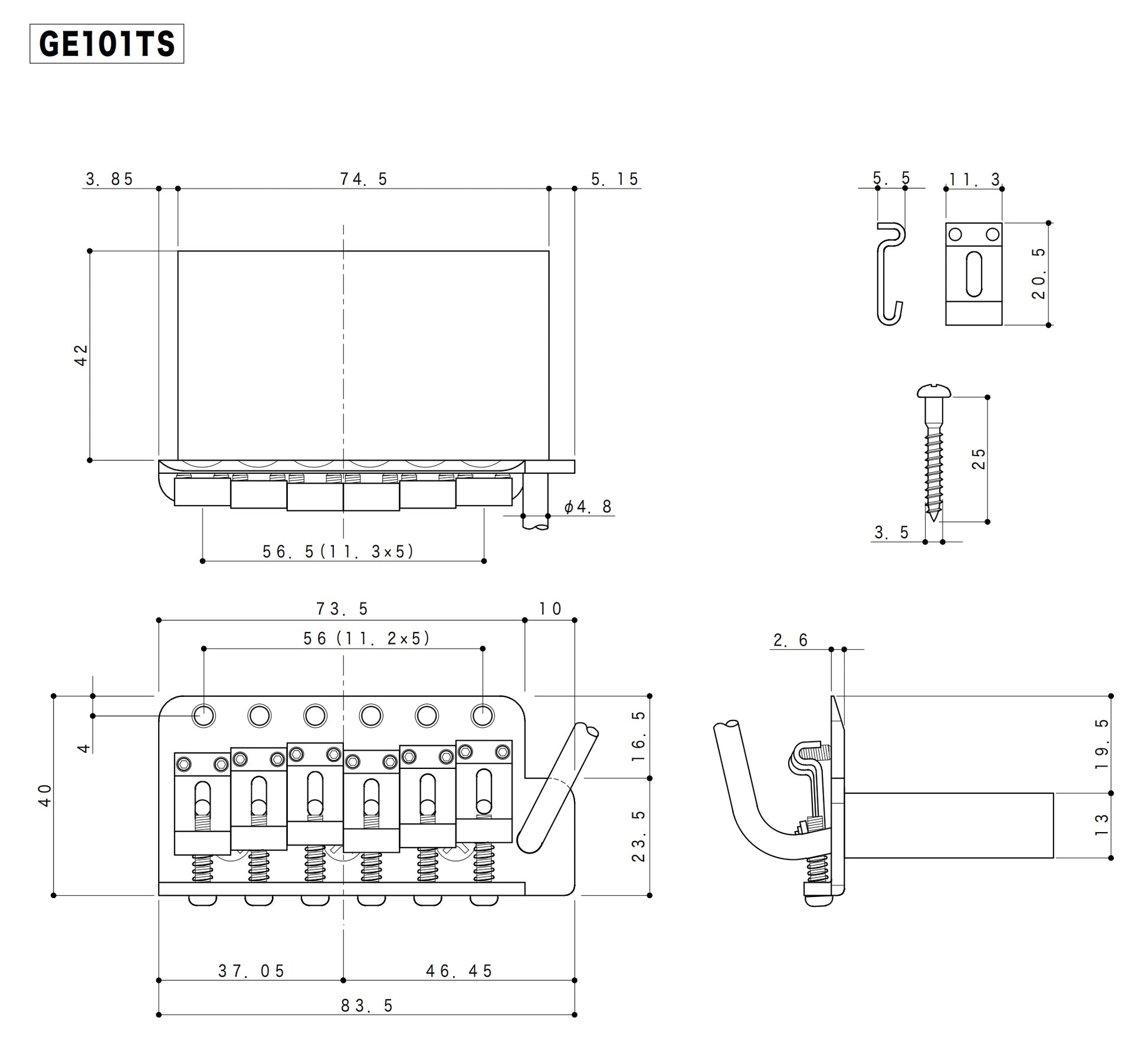 Gotoh - GE101TS - Dimension