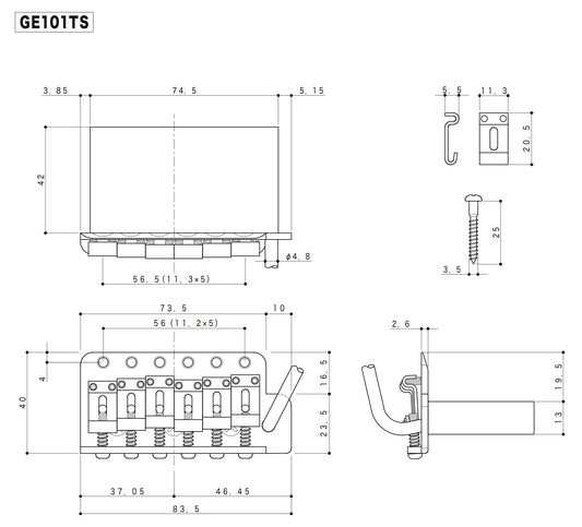 Gotoh - GE101TS - Dimension