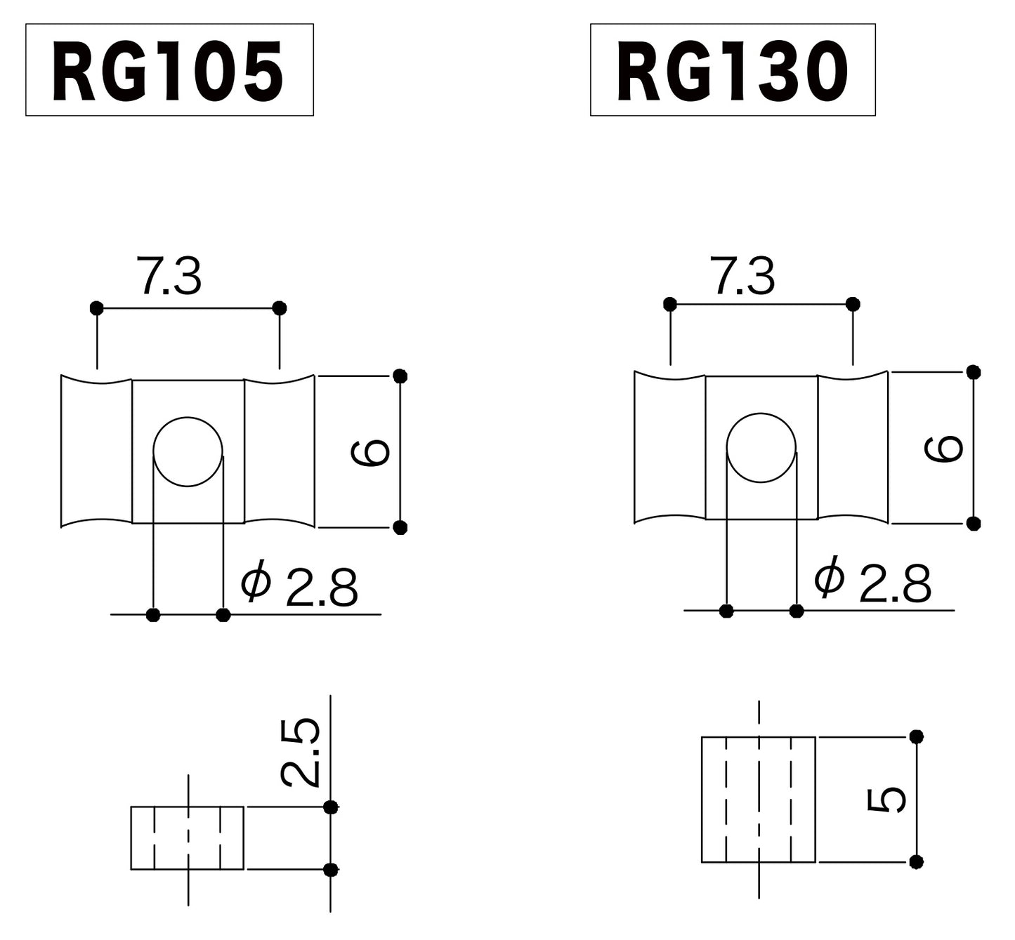 Gotoh RG105/RG130 - Dimension