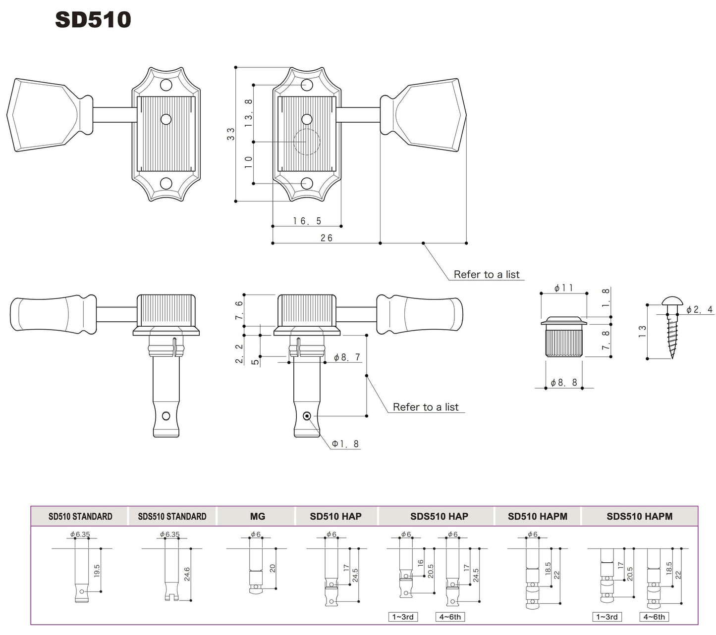 Gotoh - SD510 Dimension
