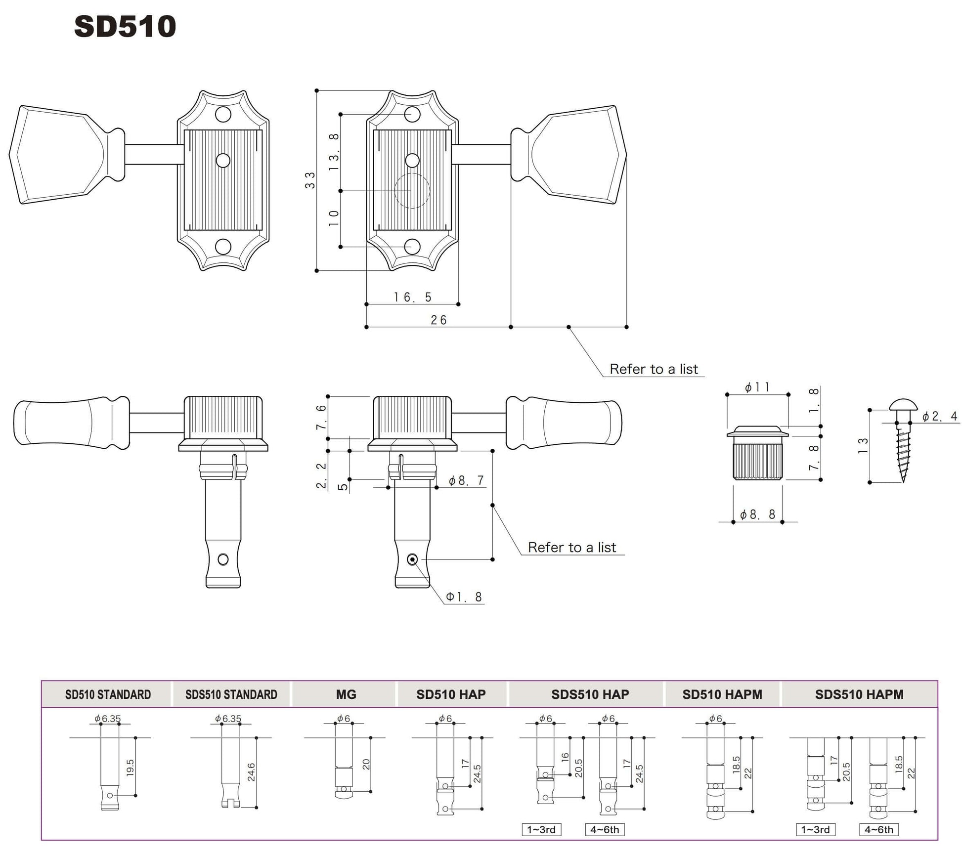 Gotoh - SD510 Dimension