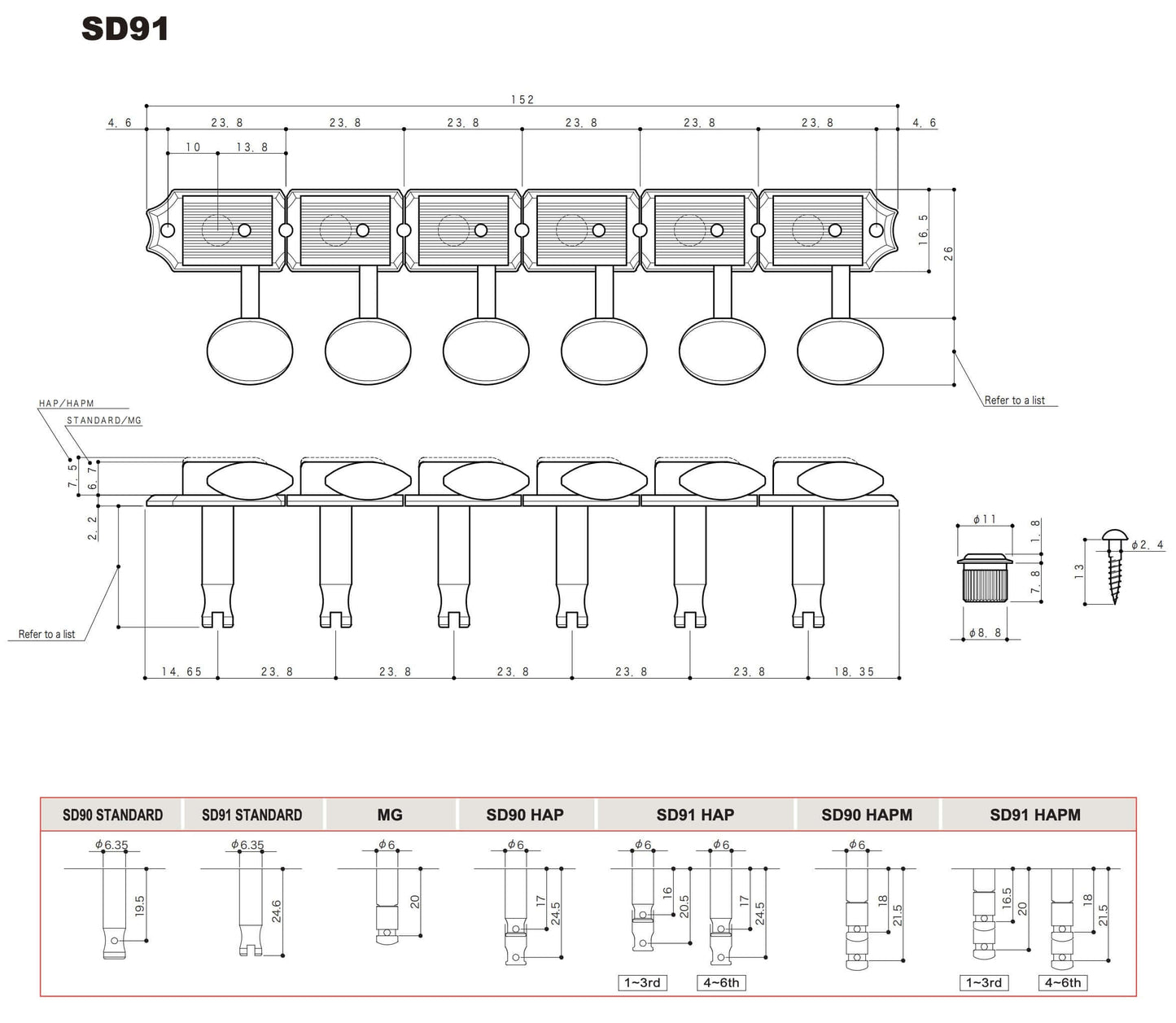 Gotoh - SD91 Dimension