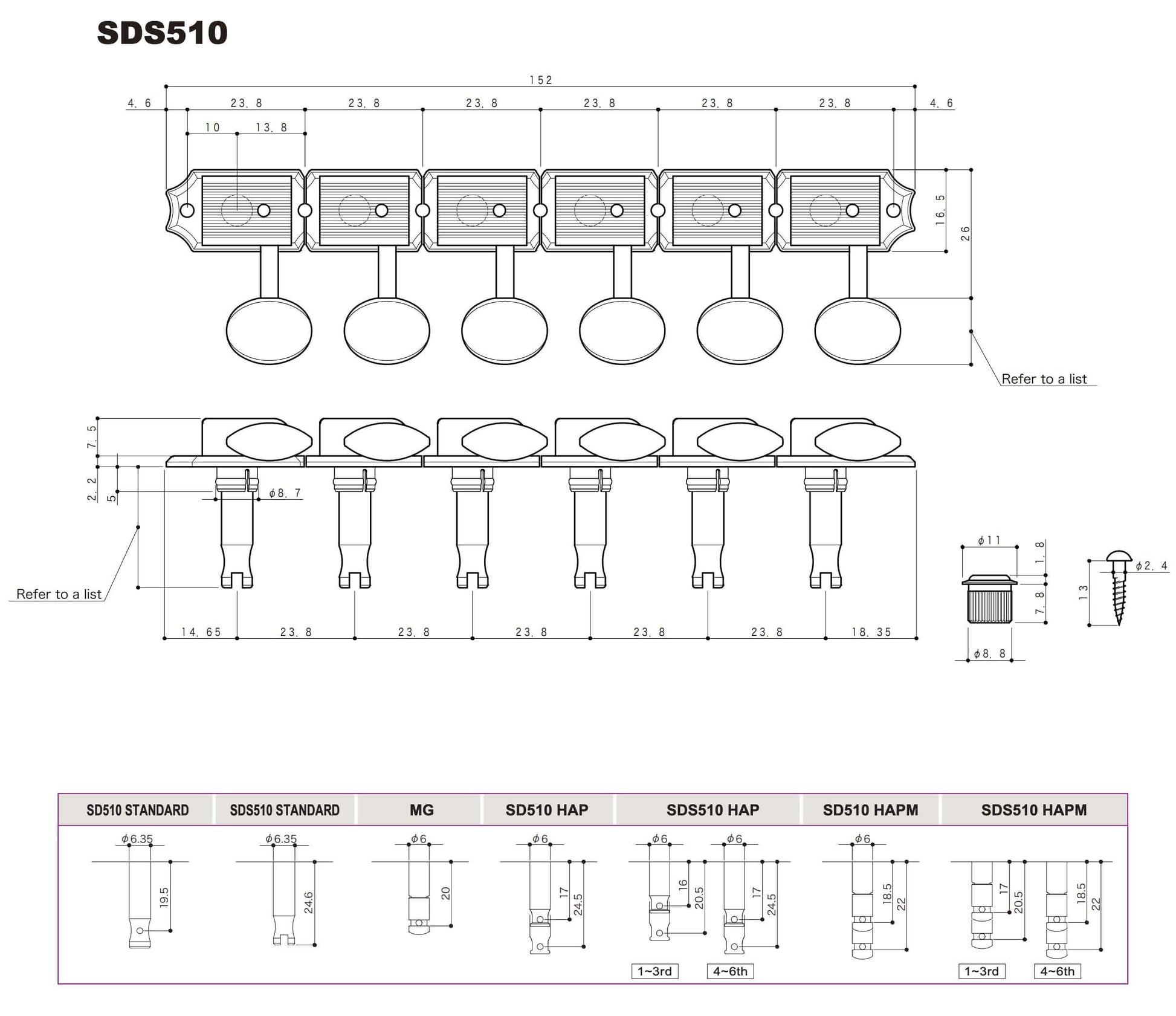 Gotoh - SDS510 Dimension