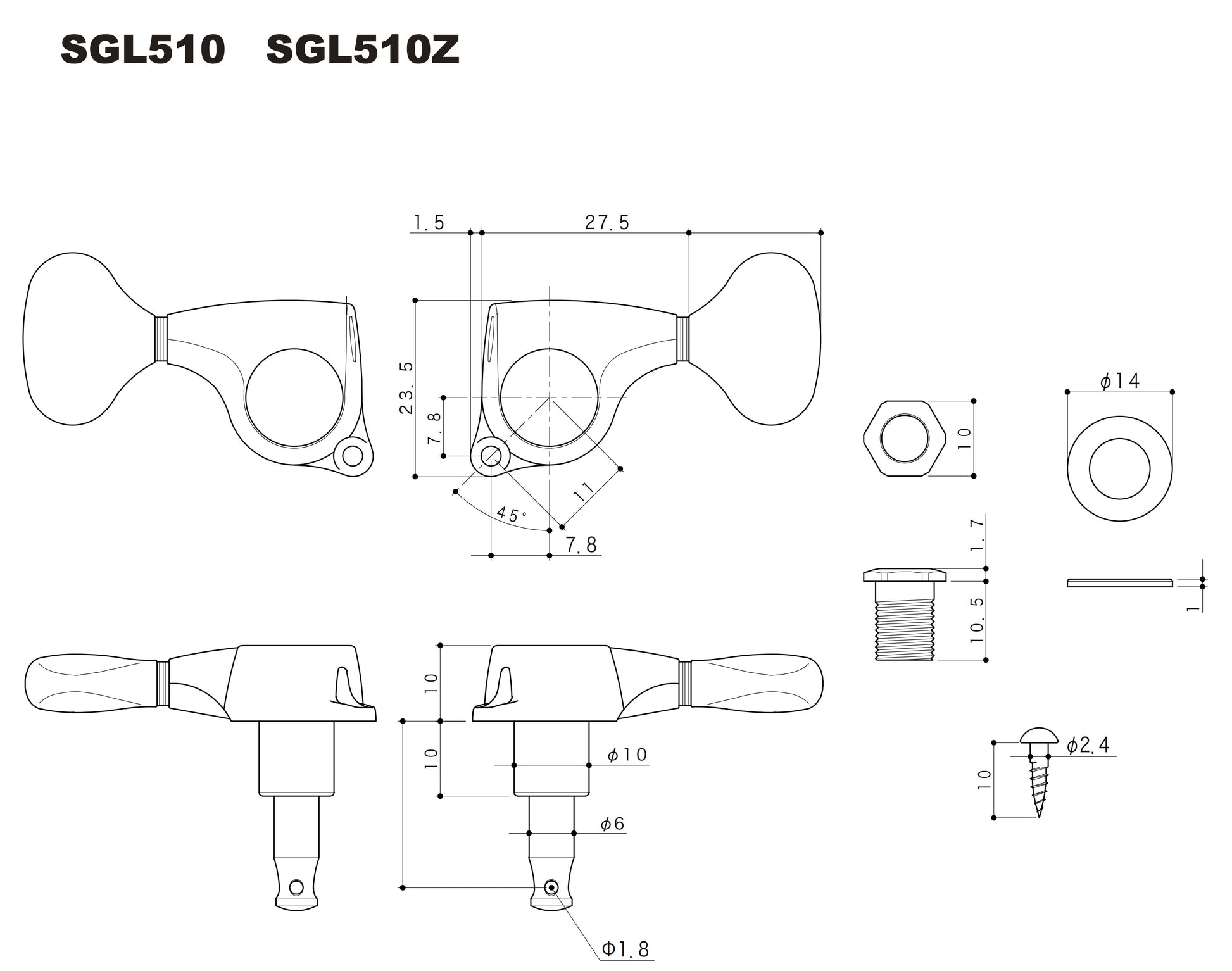Gotoh - SGL510 Dimension