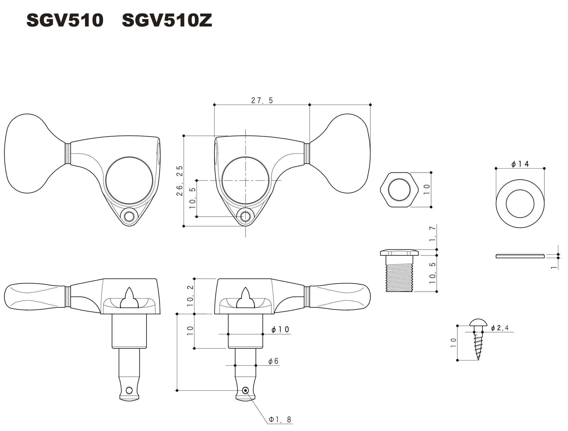 Gotoh - SGV510 Dimension