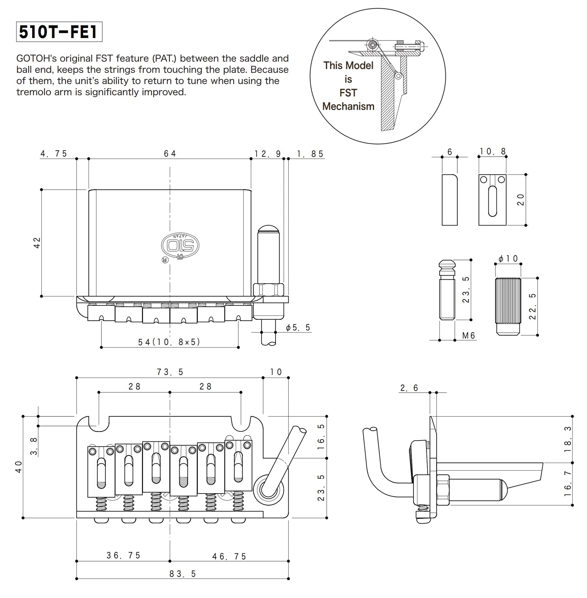 Gotoh - 510T-FE1 - Dimension