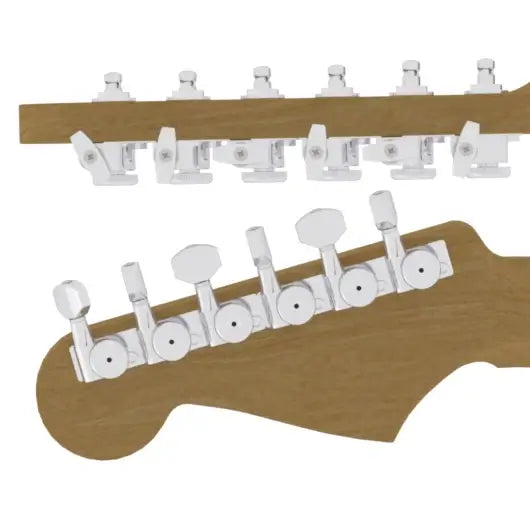 Hipshot - 6K1VEL0C-STAG - Vintage Guitar Tuner Upgrade Kit (6 Inline Headstocks) - Chrome
