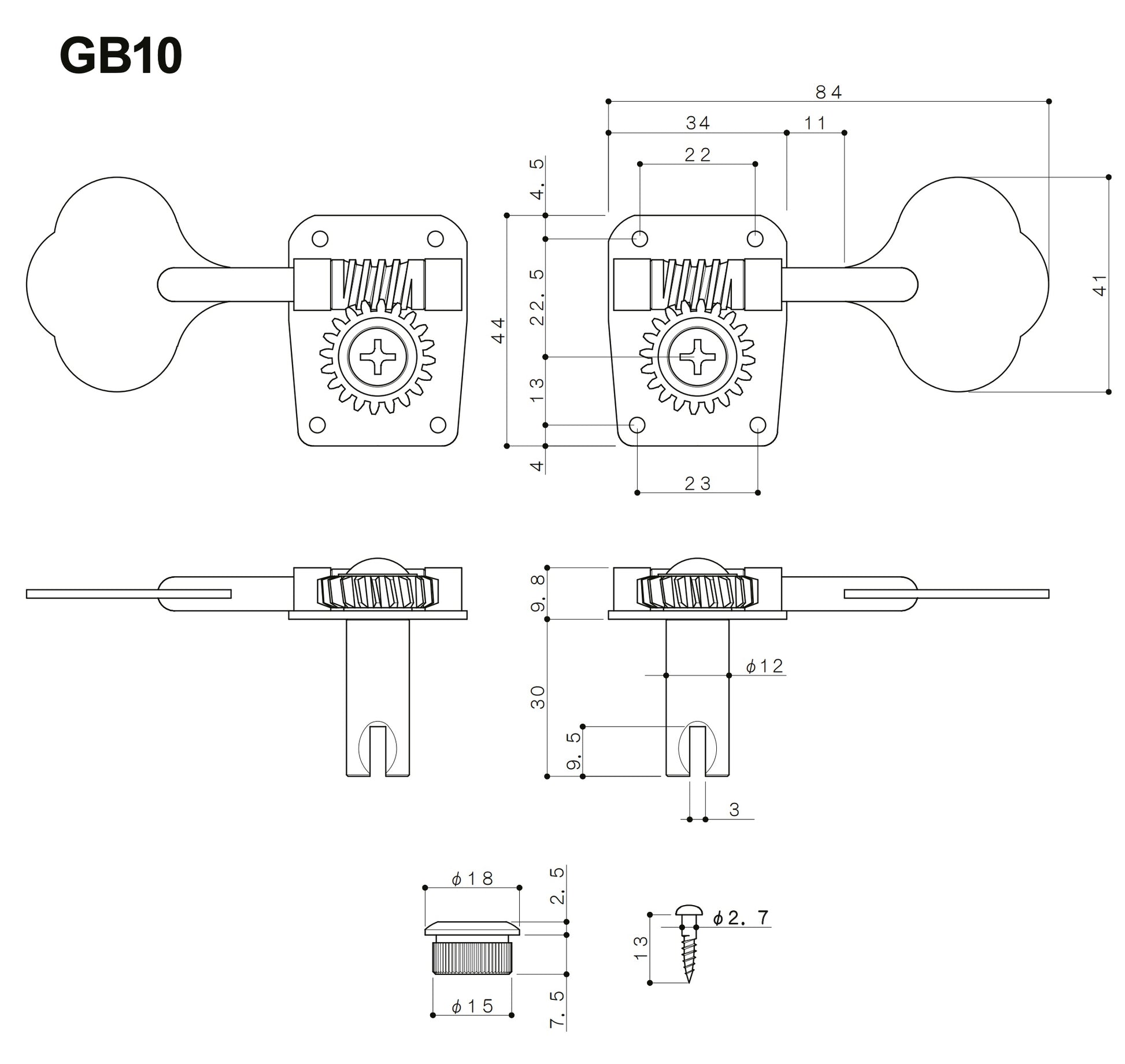 Gotoh - GB10 - Dimension