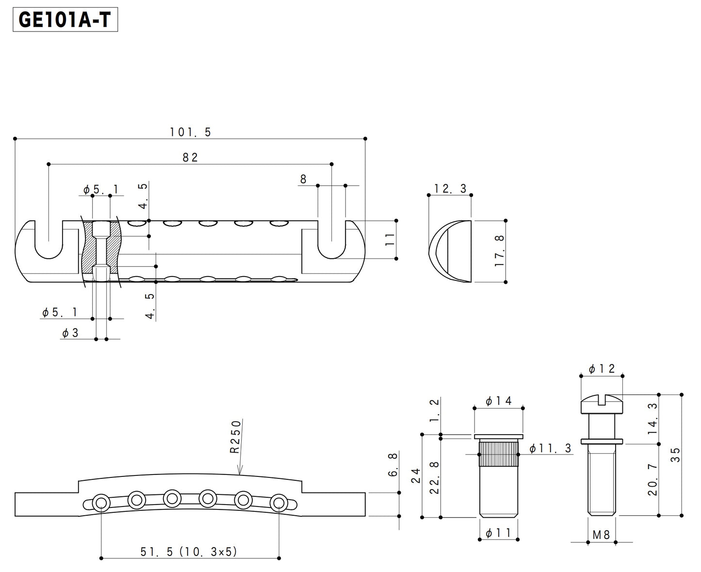 Gotoh - GE101A-T -  Dimension