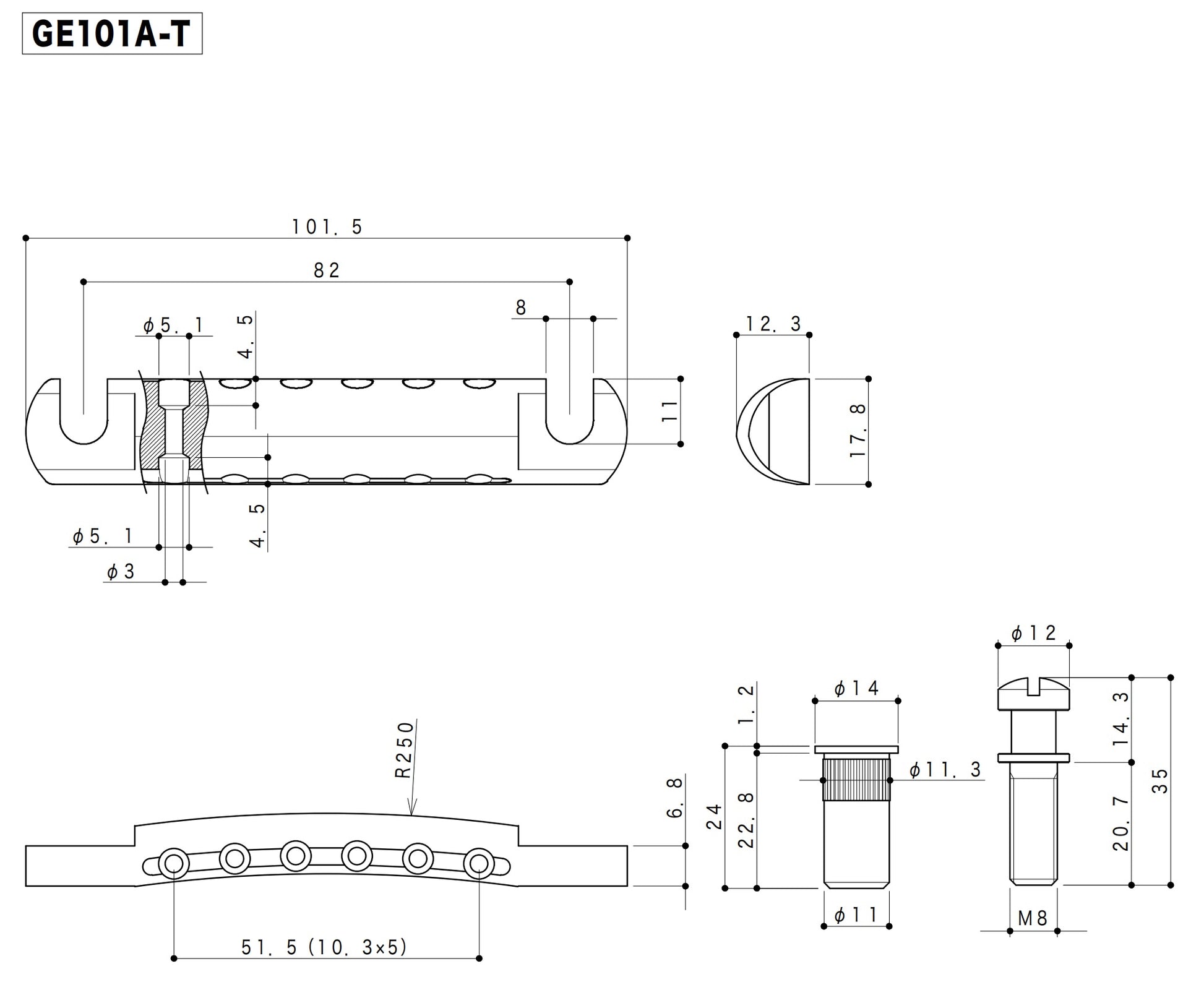 Gotoh - GE101A-T -  Dimension