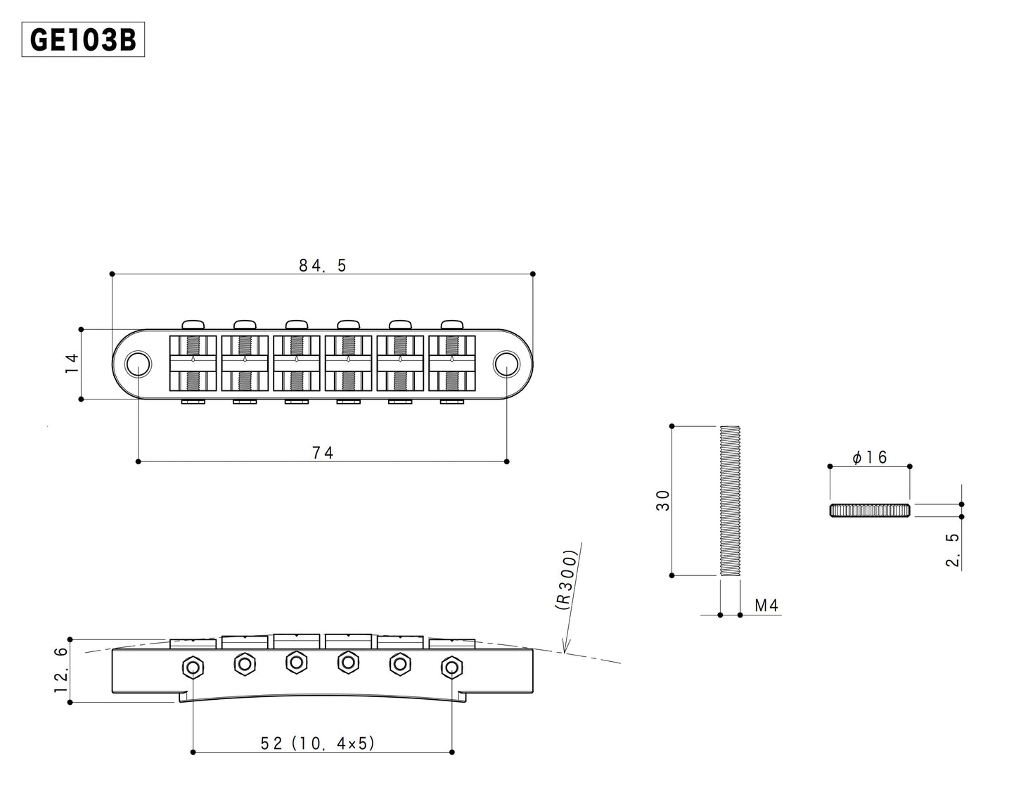 Gotoh - GE103B - Dimension