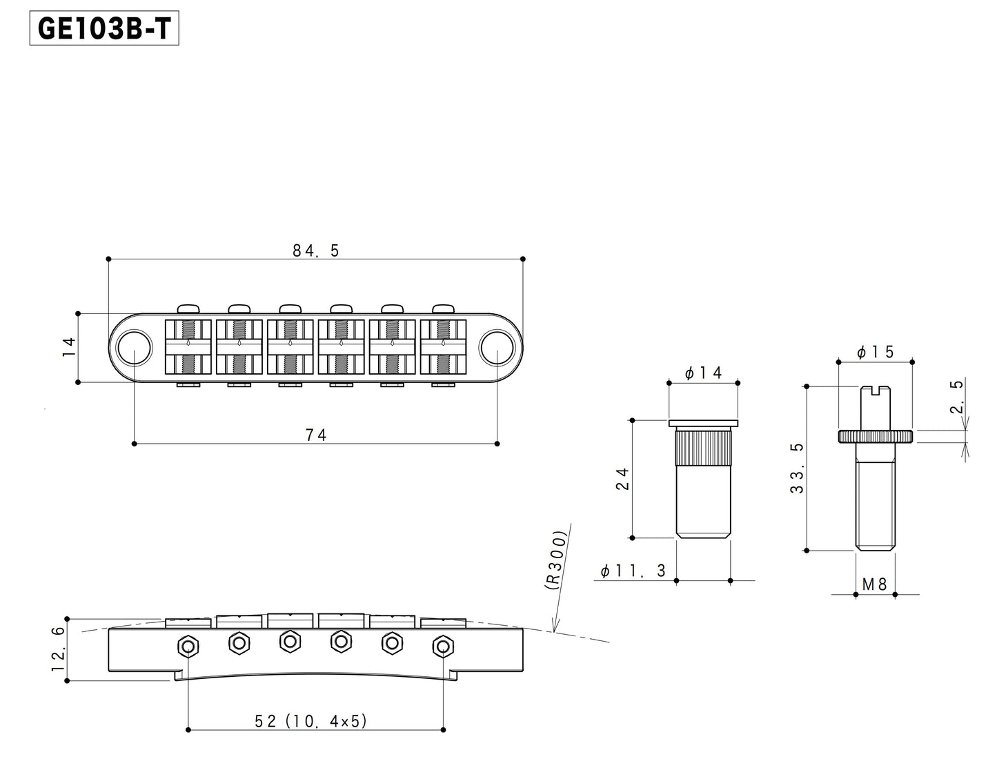 Gotoh - GE103B-T - Dimension