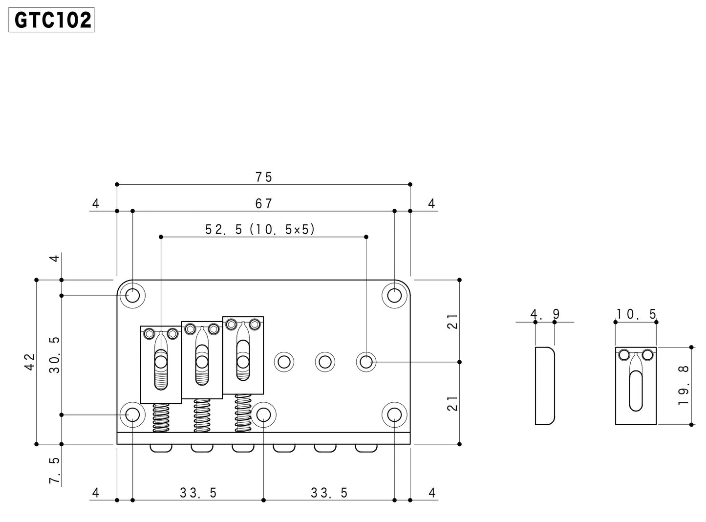 Gotoh - GTC102 - Dimension