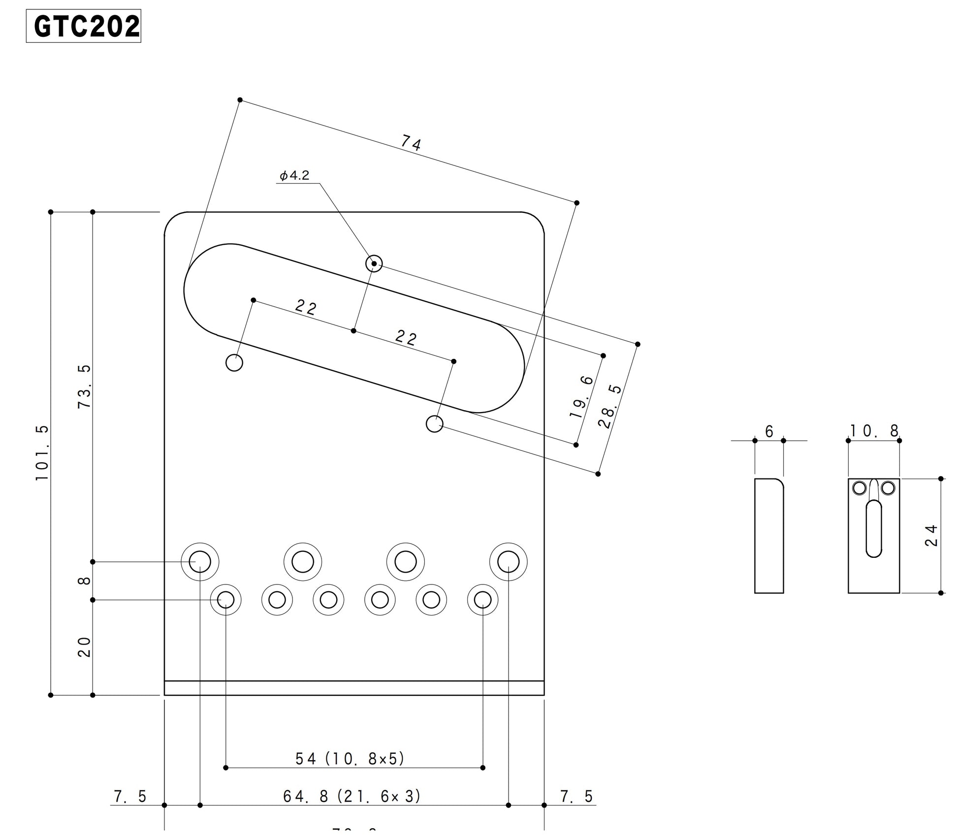 Gotoh - GTC202 - Dimension