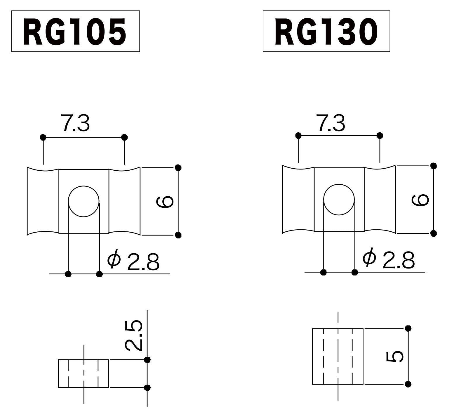 Gotoh RG105/RG130 - Dimension