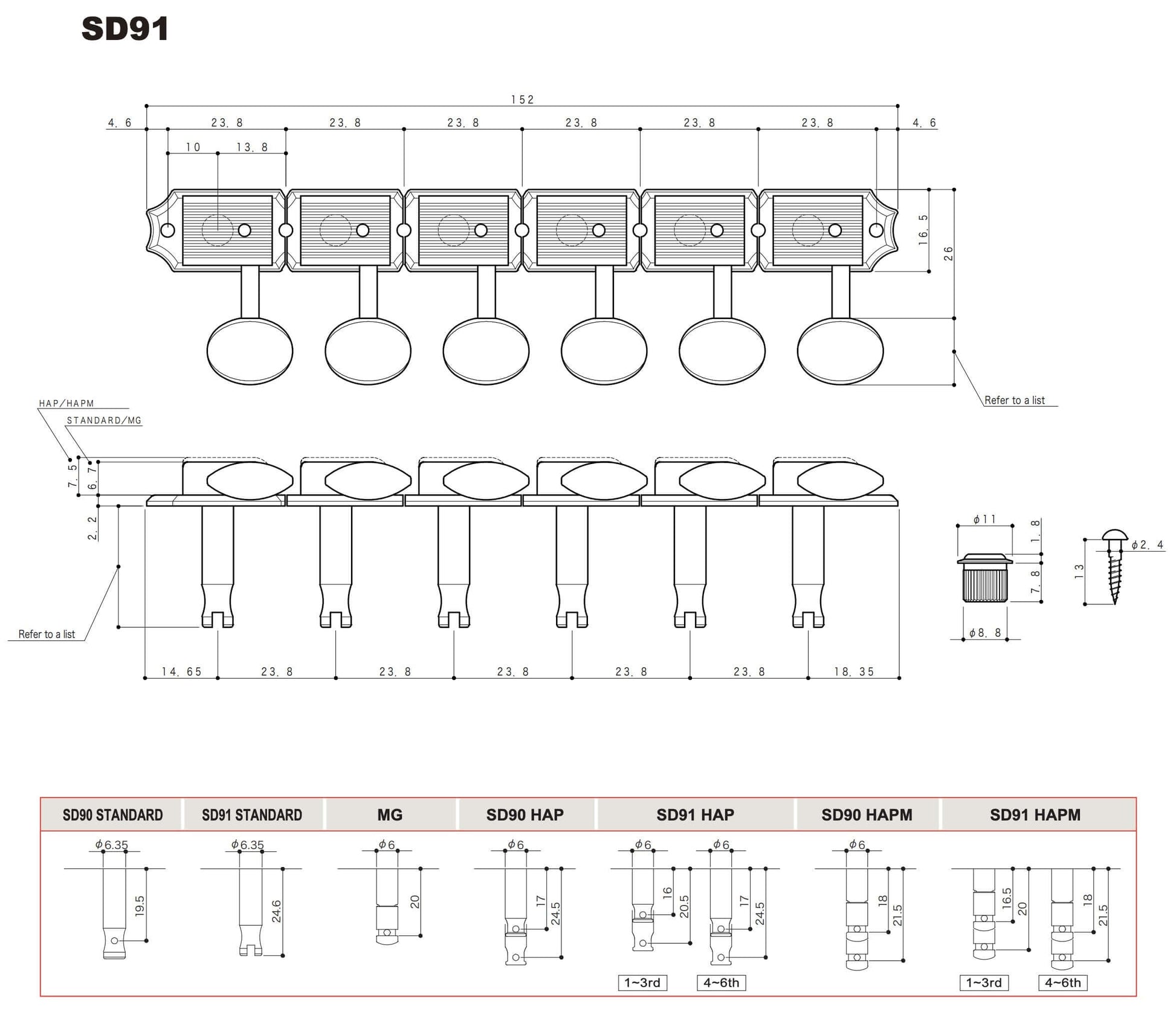 Gotoh - SD91 Dimension