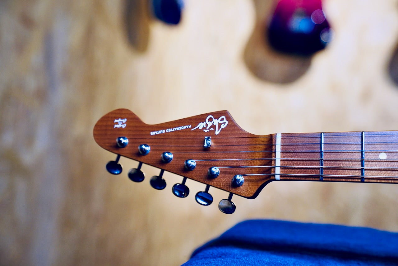 Shijie - STE Custom HSS - Daphne Blue - Headstock