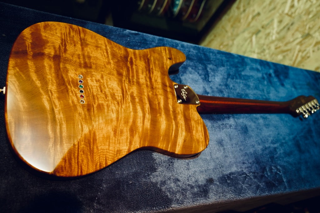 Shijie - TLV Master 10th Anniversary - Flame Phoebe Body & Rosewood Neck -  1 piece Rosewood fingerboard - Body Back