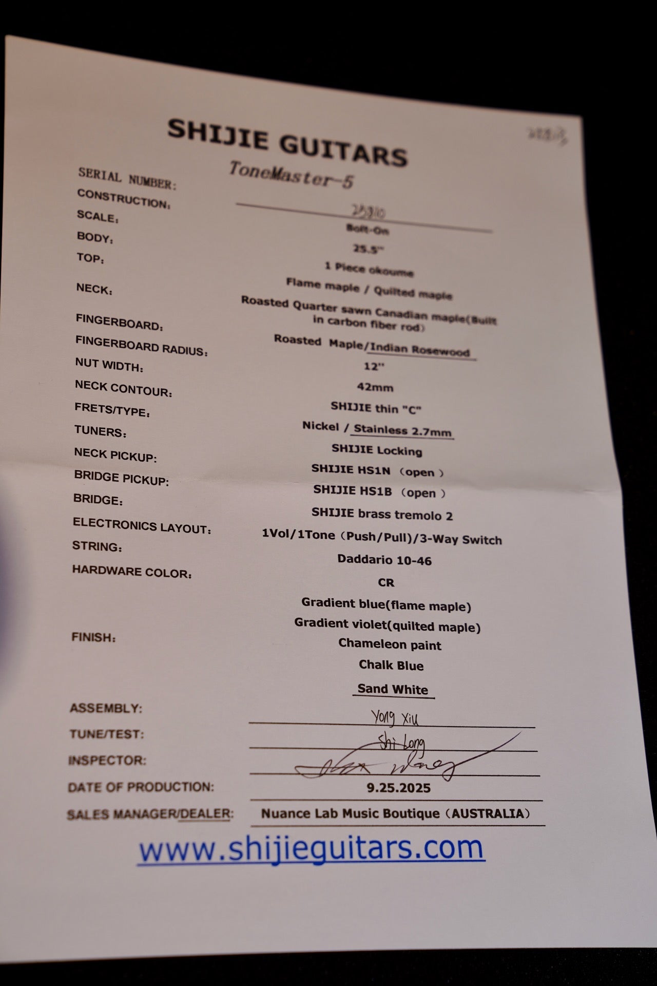 Shijie TM5 - Sand White - Specification